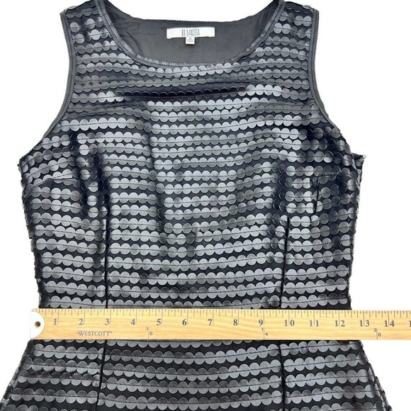 BB Dakota Size 0 Branson Black Dress Faux Leather Paillette Cocktail Sheath - Picture 8 of 12